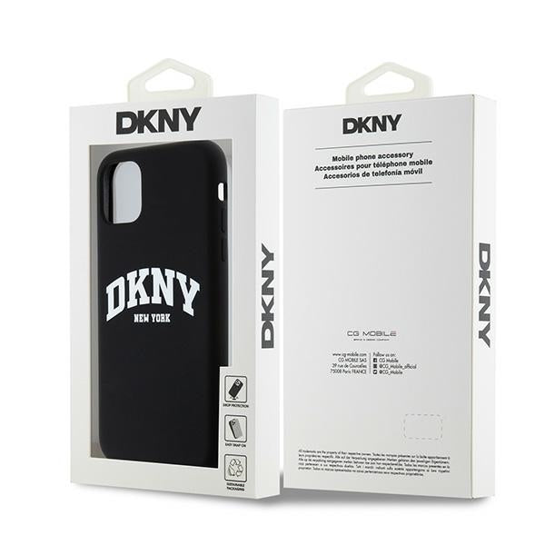 DKNY Liquid Silicone White Printed Logo MagSafe Case for iPhone 11/Xr - Black