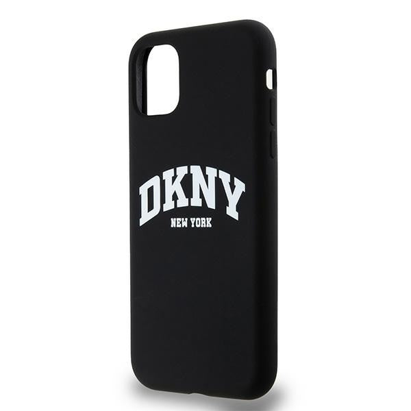 DKNY Liquid Silicone White Printed Logo MagSafe Case for iPhone 11/Xr - Black