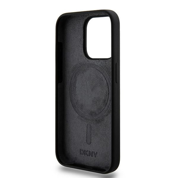 DKNY Liquid Silicone White Printed Logo MagSafe Case for iPhone 13 Pro / 13 - Black