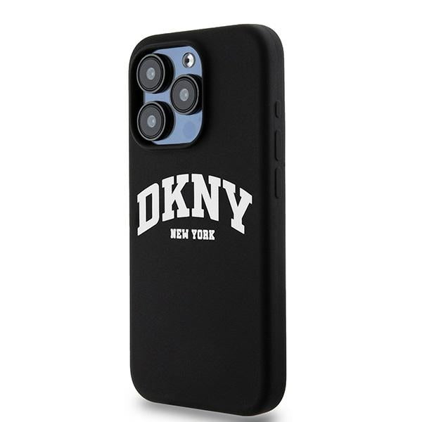DKNY Liquid Silicone White Printed Logo MagSafe Case for iPhone 13 Pro / 13 - Black
