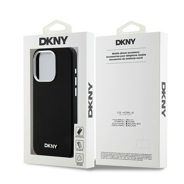 DKNY Liquid Silicone Small Metal Logo MagSafe case for iPhone 14 Pro - black