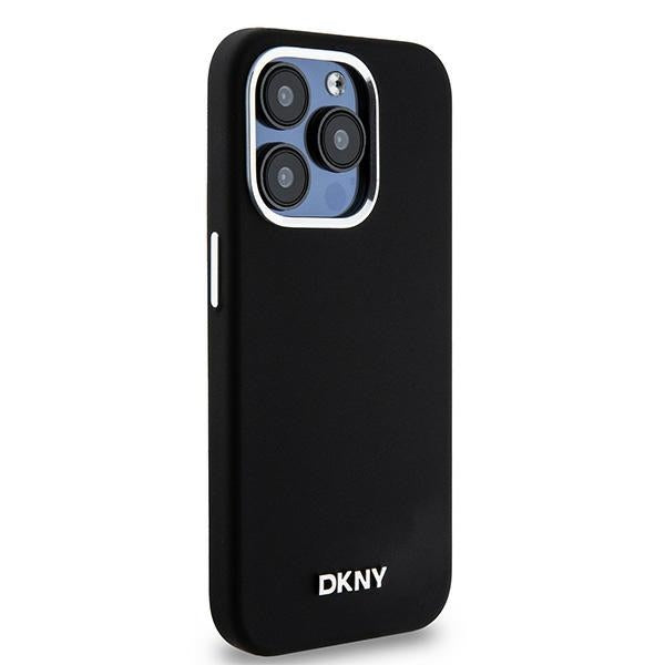 DKNY Liquid Silicone Small Metal Logo MagSafe case for iPhone 14 Pro - black