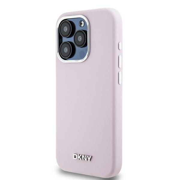 DKNY Liquid Silicone Small Metal Logo MagSafe case for iPhone 14 Pro - pink
