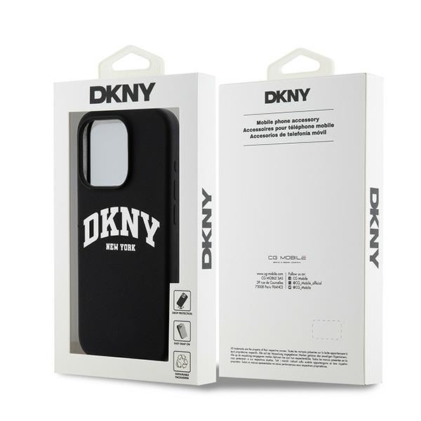 DKNY Liquid Silicone White Printed Logo MagSafe iPhone 14 Pro Case - Black