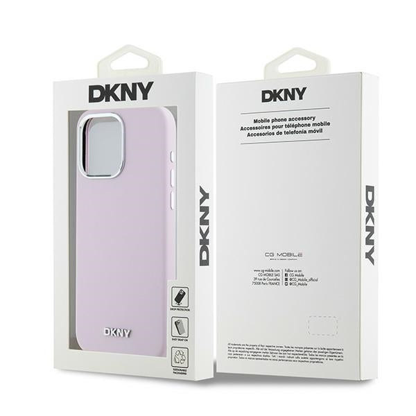DKNY Liquid Silicone Small Metal Logo MagSafe case for iPhone 14 Pro Max - pink