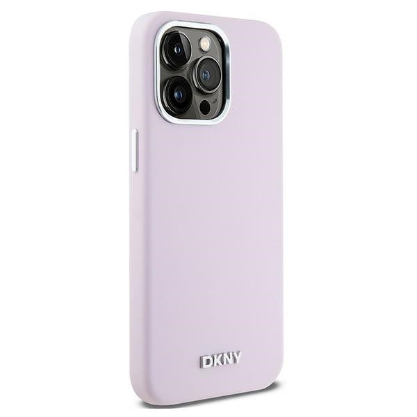 DKNY Liquid Silicone Small Metal Logo MagSafe case for iPhone 14 Pro Max - pink