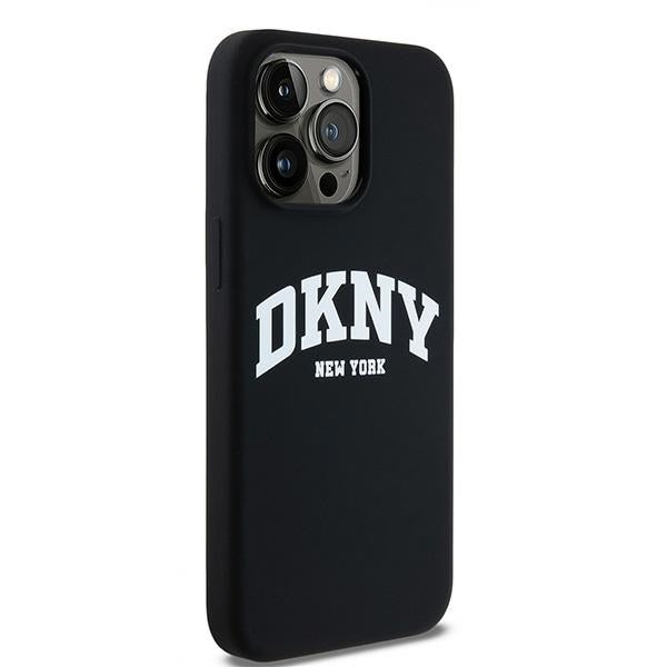 DKNY Liquid Silicone White Printed Logo MagSafe iPhone 14 Pro Max Case - Black