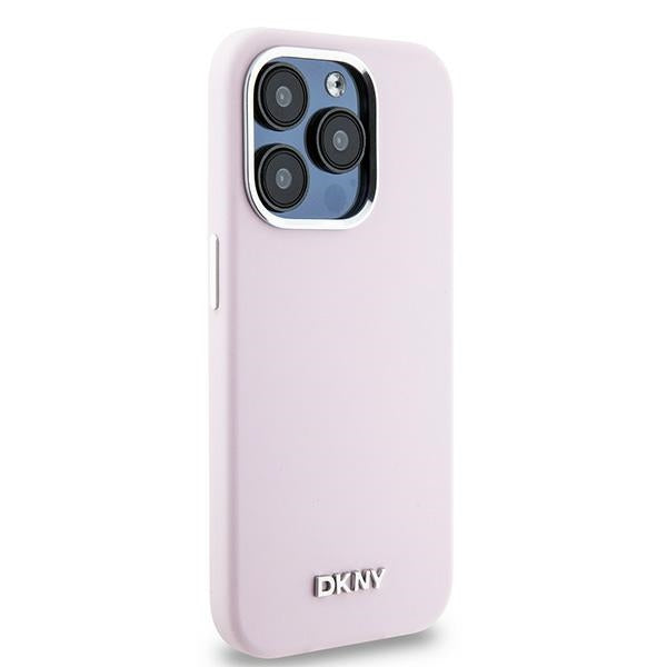 DKNY Liquid Silicone Small Metal Logo MagSafe case for iPhone 15 Pro - pink