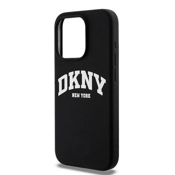 DKNY Liquid Silicone White Printed Logo MagSafe iPhone 15 Pro Case - Black