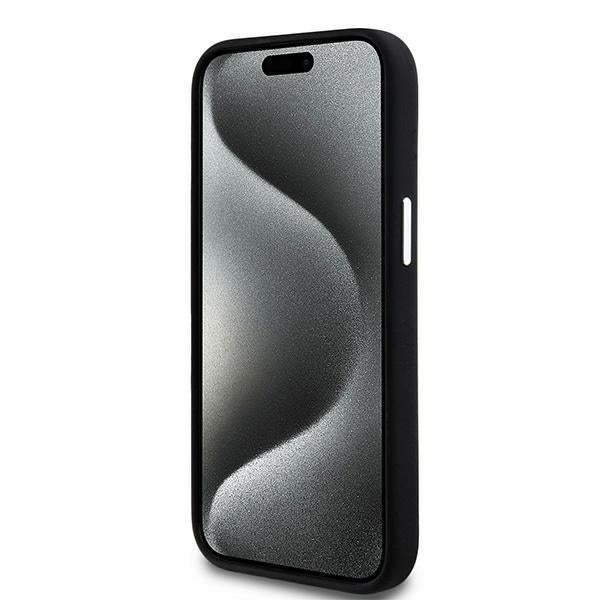 DKNY Liquid Silicone Small Metal Logo MagSafe Case for iPhone 15 Plus / 14 Plus - Black