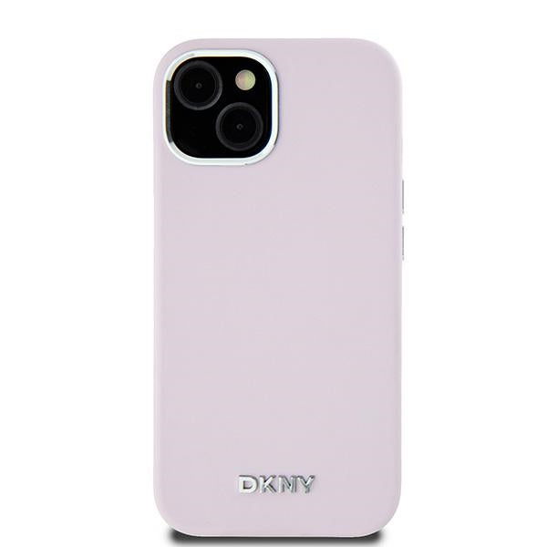 DKNY Liquid Silicone Small Metal Logo MagSafe Case for iPhone 15 Plus / 14 Plus - Pink