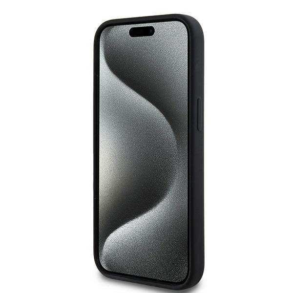DKNY Liquid Silicone White Printed Logo MagSafe Case for iPhone 15 Plus / 14 Plus - Black