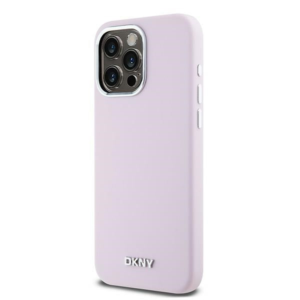 DKNY Liquid Silicone Small Metal Logo MagSafe case for iPhone 15 Pro Max - pink