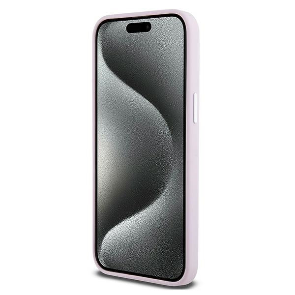 DKNY Liquid Silicone Small Metal Logo MagSafe case for iPhone 15 Pro Max - pink