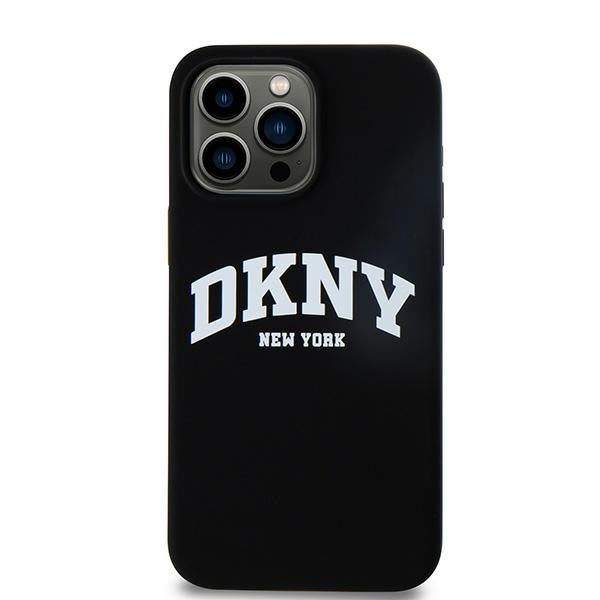 DKNY Liquid Silicone White Printed Logo MagSafe case for iPhone 15 Pro Max - black