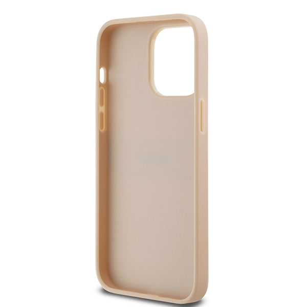DKNY Leather Mono Stripe &amp; Metal Logo case for iPhone 14 Pro - pink