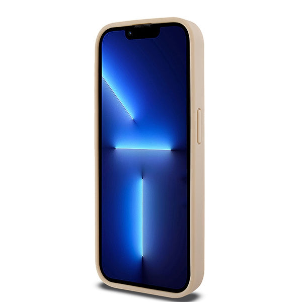 DKNY Leather Checkered Mono Pattern &amp; Printed Stripes case for iPhone 15 Pro - pink