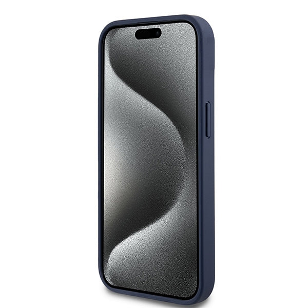 DKNY Leather Mono Stripe &amp; Metal Logo case for iPhone 15 / 14 / 13 - blue