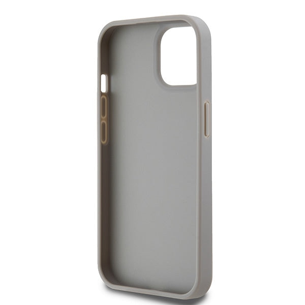 DKNY Leather Mono Stripe &amp; Metal Logo case for iPhone 15 / 14 / 13 - beige