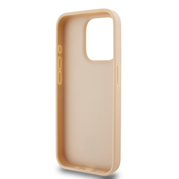DKNY Leather Checkered Mono Pattern &amp; Printed Stripes case for iPhone 15 Pro Max - pink
