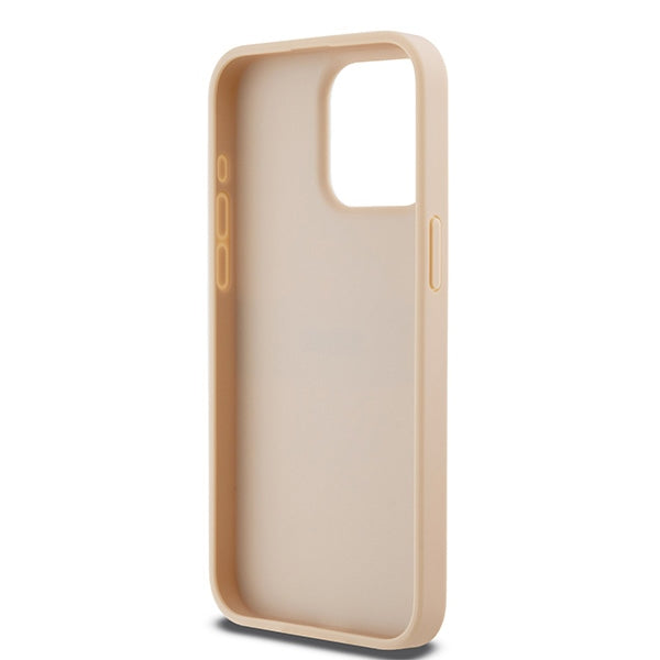 DKNY Leather Mono Stripe &amp; Metal Logo case for iPhone 15 Pro Max - pink