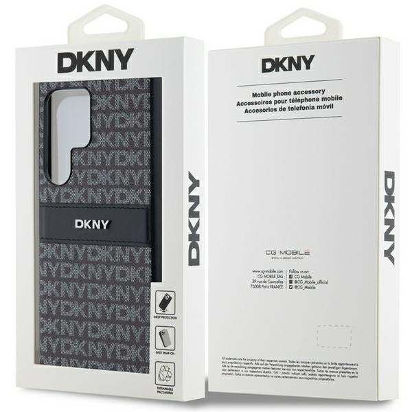 DKNY Leather Mono Stripe &amp; Metal Logo case for Samsung Galaxy S24 Ultra - black