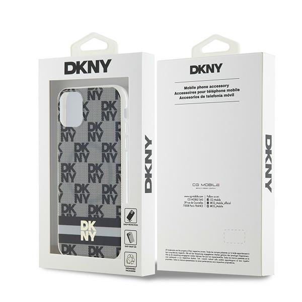 DKNY IML Checkered Mono Pattern &amp; Printed Stripes MagSafe Case for iPhone 11 / Xr - Black