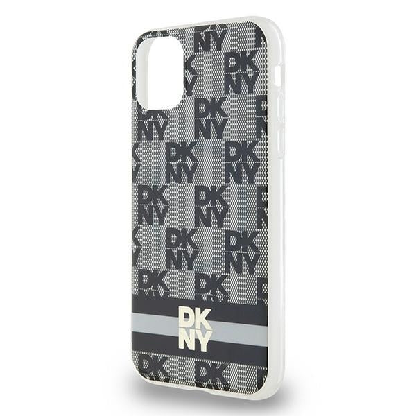 DKNY IML Checkered Mono Pattern &amp; Printed Stripes MagSafe Case for iPhone 11 / Xr - Black