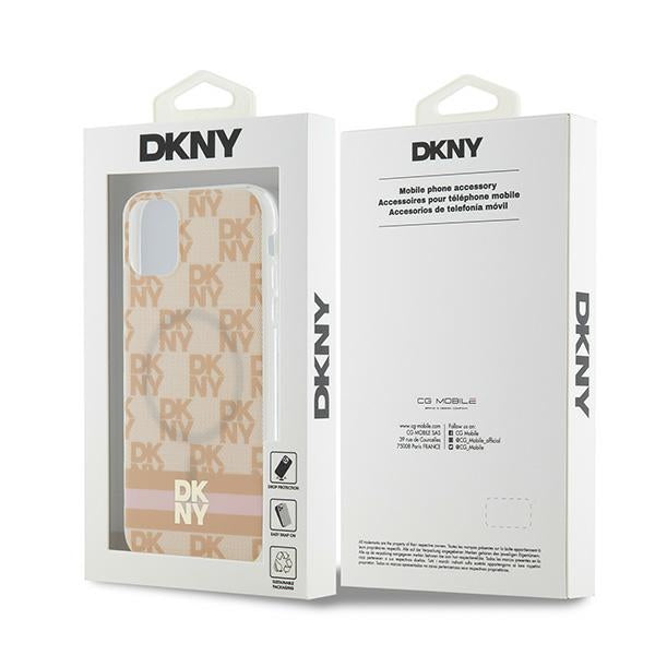 DKNY IML Checkered Mono Pattern &amp; Printed Stripes MagSafe case for iPhone 11 / Xr - pink