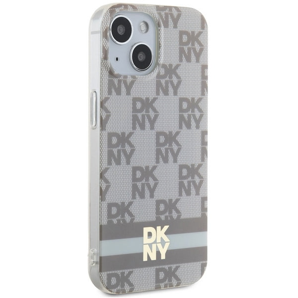 DKNY IML Checkered Mono Pattern &amp; Printed Stripes MagSafe case for iPhone 15 / 14 / 13 - beige