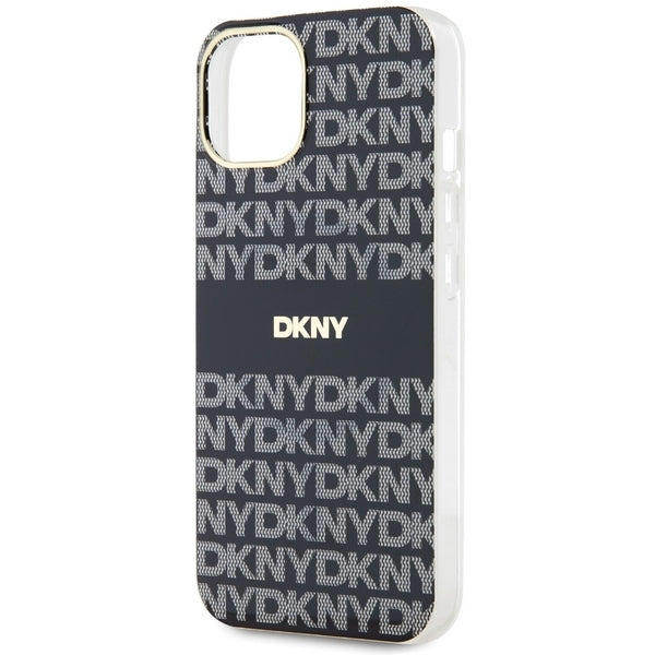 DKNY IML Mono &amp; Stripe MagSafe Case for iPhone 15/14/13 - Black