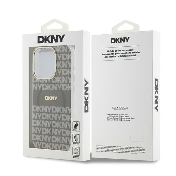DKNY IML Mono &amp; Stripe MagSafe case for iPhone 15 Pro - beige