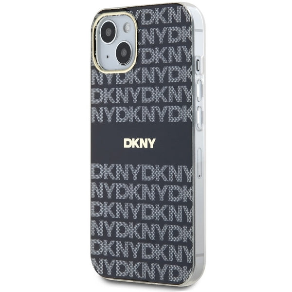 DKNY IML Mono &amp; Stripe MagSafe Case for iPhone 15/14/13 - Black