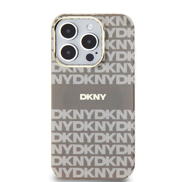 DKNY IML Mono &amp; Stripe MagSafe case for iPhone 15 Pro Max - beige