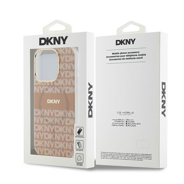 DKNY IML Mono &amp; Stripe MagSafe case for iPhone 15 Pro Max - pink