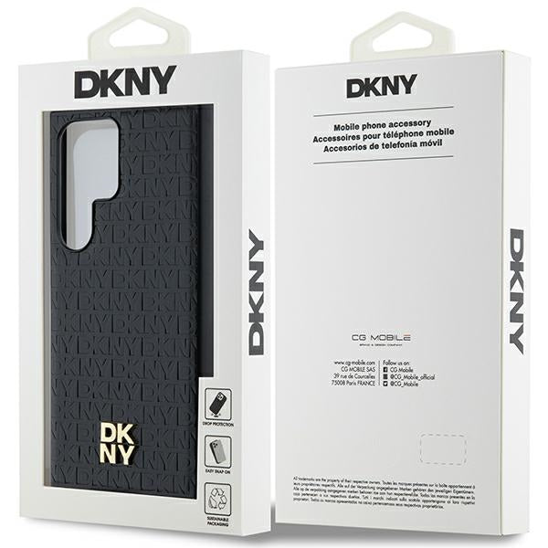 DKNY Leather Pattern Metal Logo MagSafe case for Samsung Galaxy S24 Ultra - black