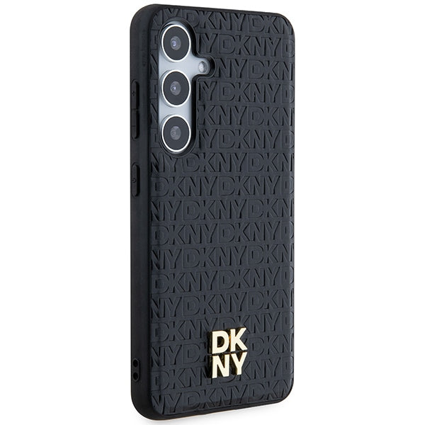 DKNY Leather Pattern Metal Logo MagSafe case for Samsung Galaxy S24+ - black