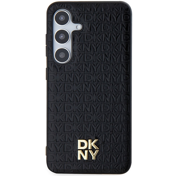 DKNY Leather Pattern Metal Logo MagSafe case for Samsung Galaxy S24 - black