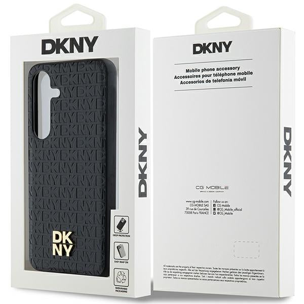 DKNY Leather Pattern Metal Logo MagSafe case for Samsung Galaxy S24 - black