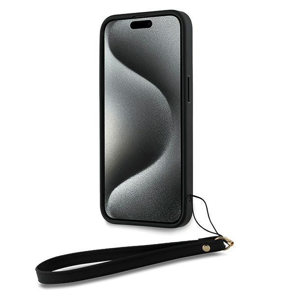 DKNY Wrist Strap Stock Logo case for iPhone 14 Pro - black