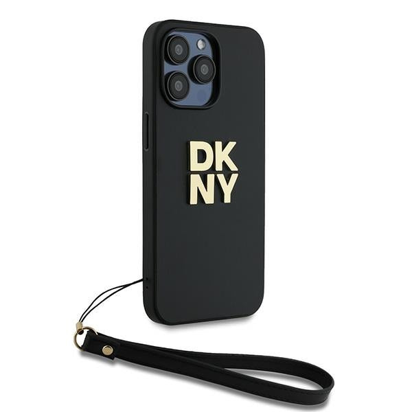 DKNY Wrist Strap Stock Logo case for iPhone 14 Pro - black