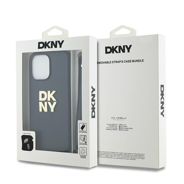 DKNY Wrist Strap Stock Logo case for iPhone 14 Pro Max - black
