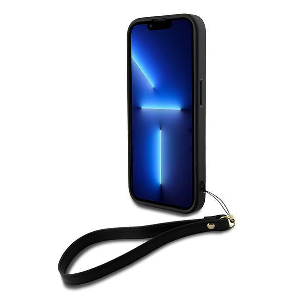 DKNY Wrist Strap Stock Logo case for iPhone 15 Pro - black