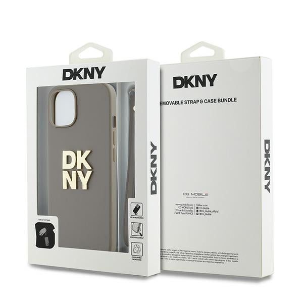 DKNY Wrist Strap Stock Logo case for iPhone 15 / 14 / 13 - beige