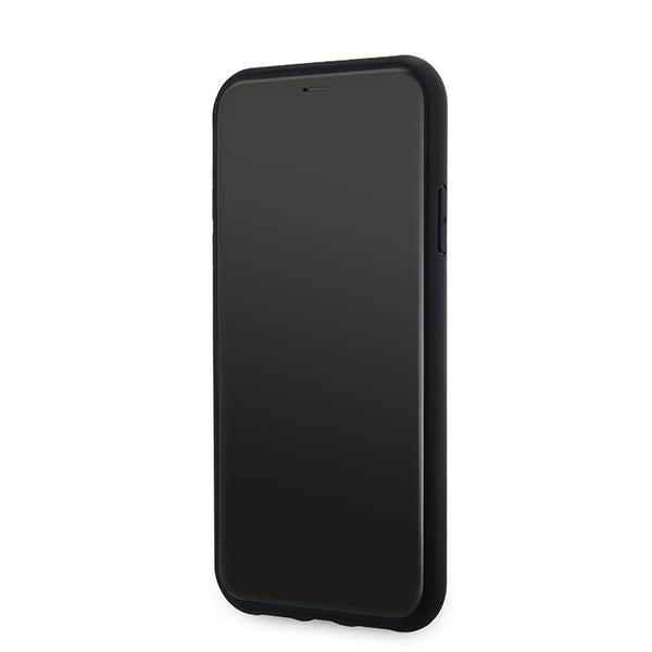 DKNY Leather Checkered Mono Pattern MagSafe Case for iPhone 11 / Xr - Black
