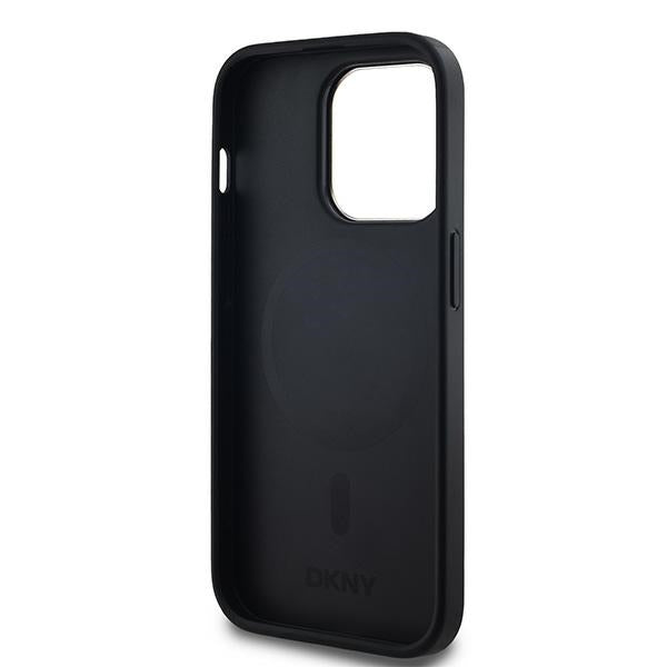 DKNY Leather Checkered Mono Pattern MagSafe Case for iPhone 13 Pro / 13 - Black