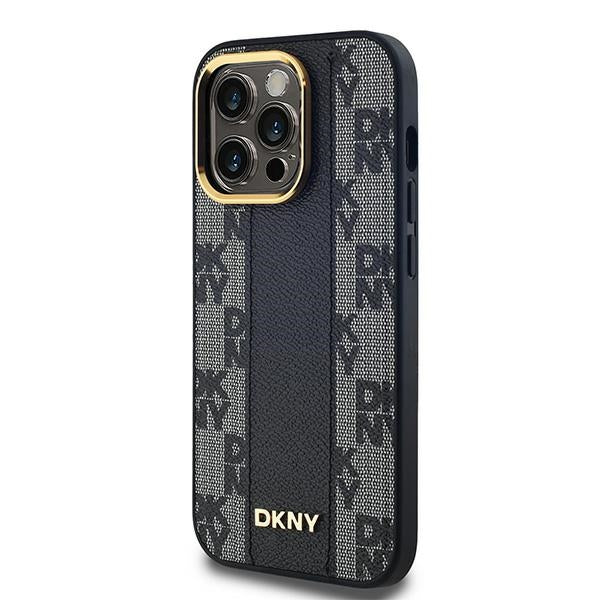 DKNY Leather Checkered Mono Pattern MagSafe Case for iPhone 13 Pro Max - Black
