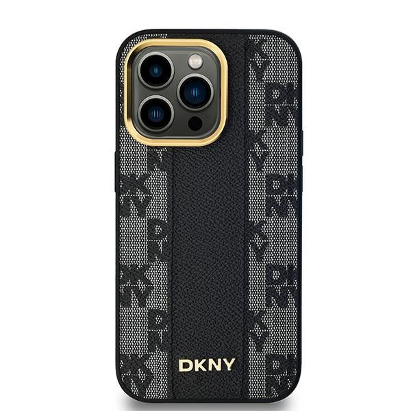 DKNY Leather Checkered Mono Pattern MagSafe Case for iPhone 14 Pro Max - Black