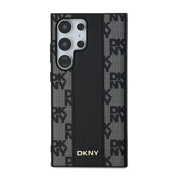 DKNY Leather Checkered Mono Pattern MagSafe Case for Samsung Galaxy S24 Ultra - Black