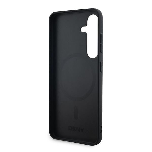 DKNY Leather Checkered Mono Pattern MagSafe case for Samsung Galaxy S24+ - black